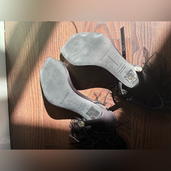Black Suede Studio Feather Sandals - Picture 4 of 6